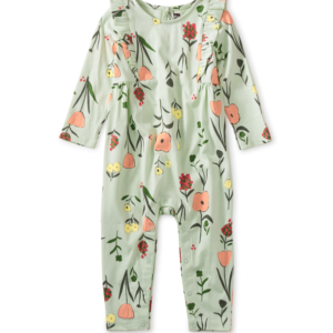 Floral Print Ruffled Sleeve Baby Romper
