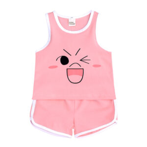 Children's Contrast Print Casual Vest Loungewear Set