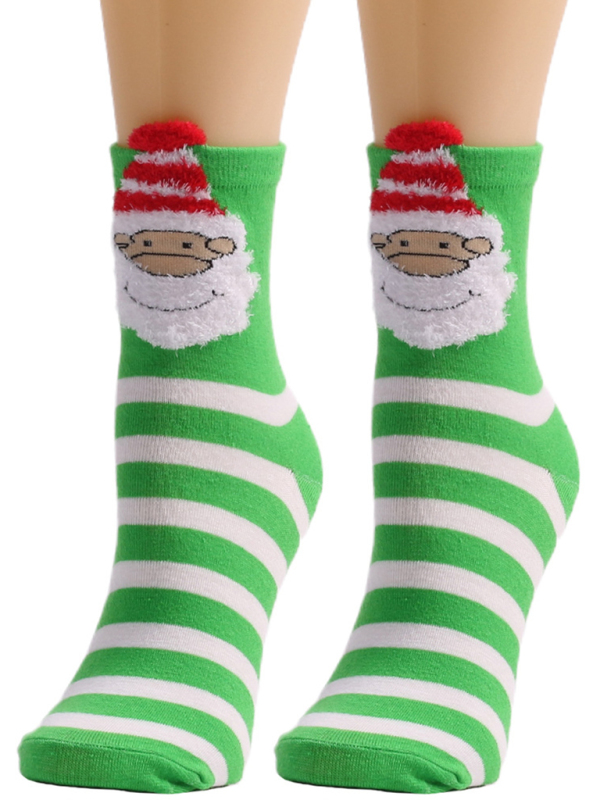 Festive Stripe Santa Christmas Socks - Image 2