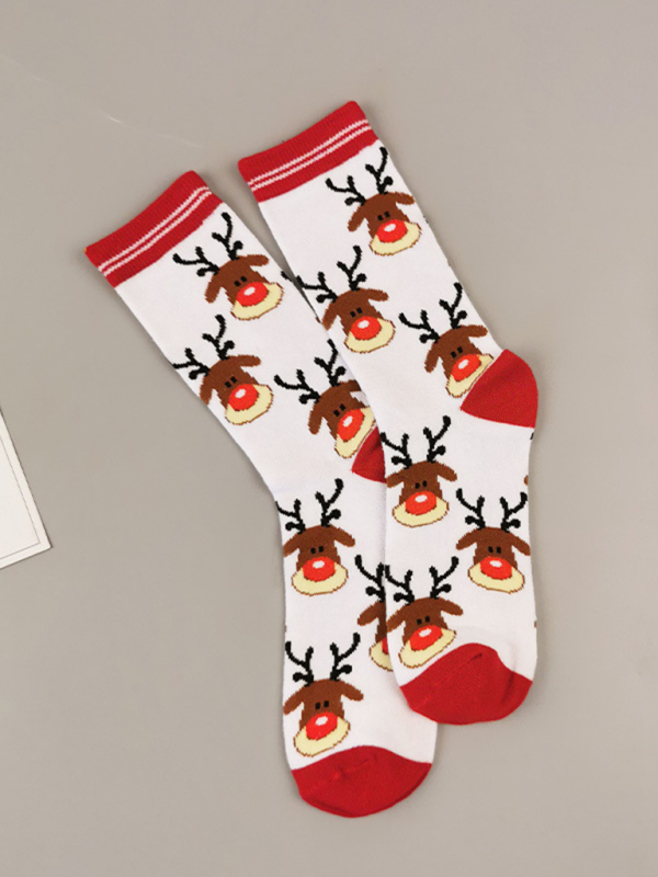 Festive Reindeer Knit Women's Elastic Socks - Image 2