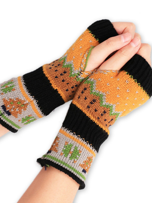 Women's Christmas Tree Thickened Wool Fingerless Knitted Gloves - Image 2