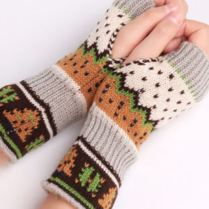 Women's Christmas Tree Thickened Wool Fingerless Knitted Gloves