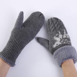 Women's Christmas Fawn Hot Diamond Wool Tie Warm Gloves