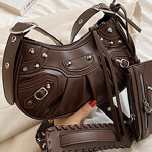 Rivet Heavy Industry Pleated Shoulder Underarm Bag Messenger Bag