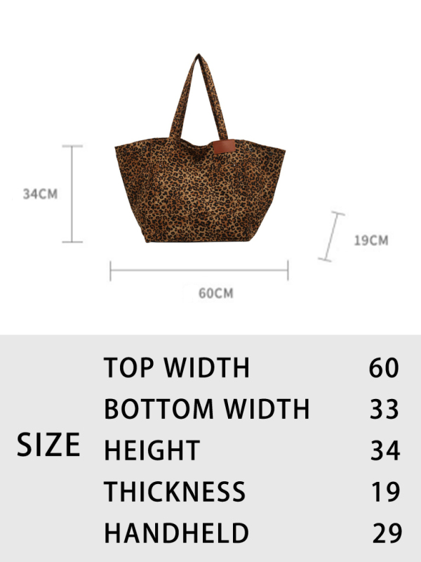 New leopard print canvas tote large capacity portable commuter bag - Image 6