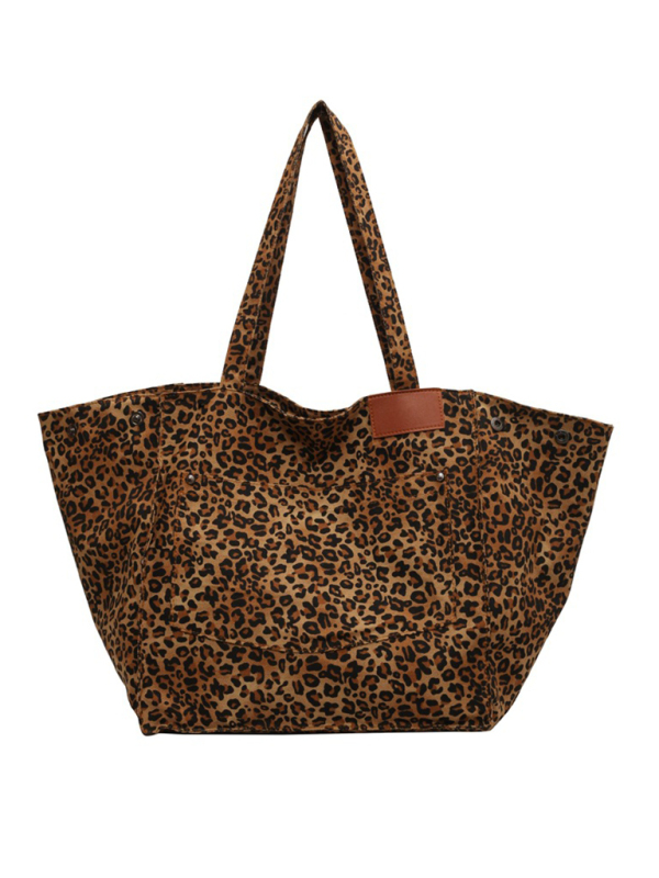 New leopard print canvas tote large capacity portable commuter bag - Image 7