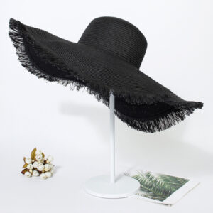 Outdoor large brim beach hat braided fur-brimmed straw hat bohemian style beach hat