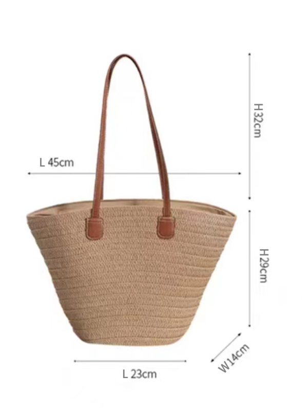 Single shoulder messenger woven bag women's new large capacity holiday beach bag commuter tote bag - Image 6