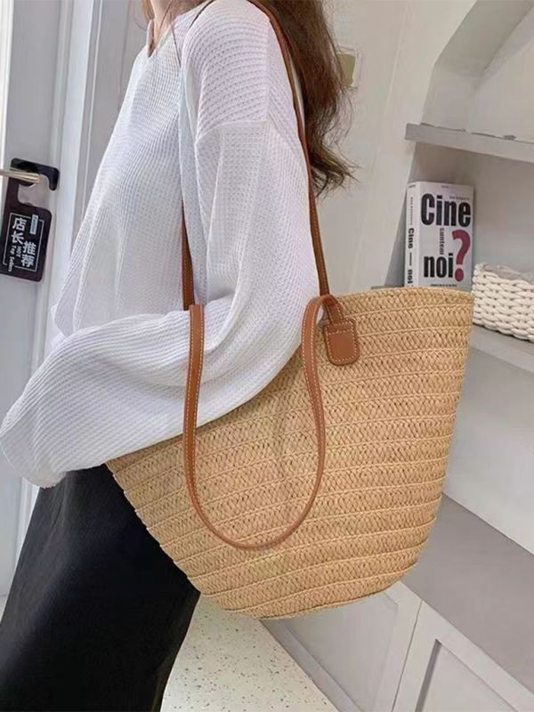 Single shoulder messenger woven bag women's new large capacity holiday beach bag commuter tote bag - Image 5
