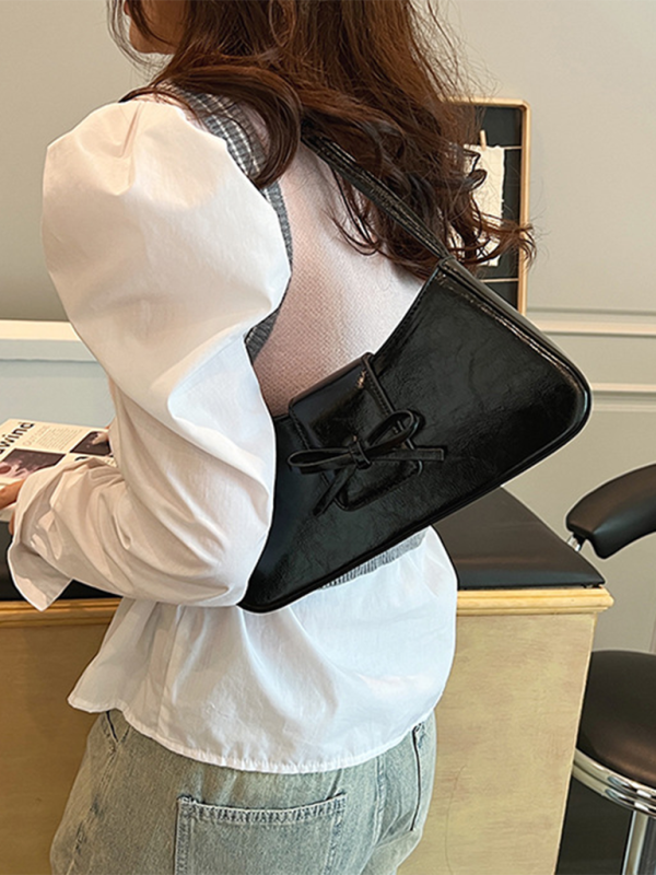 Bowknot underarm shoulder bag small square handbag - Image 7