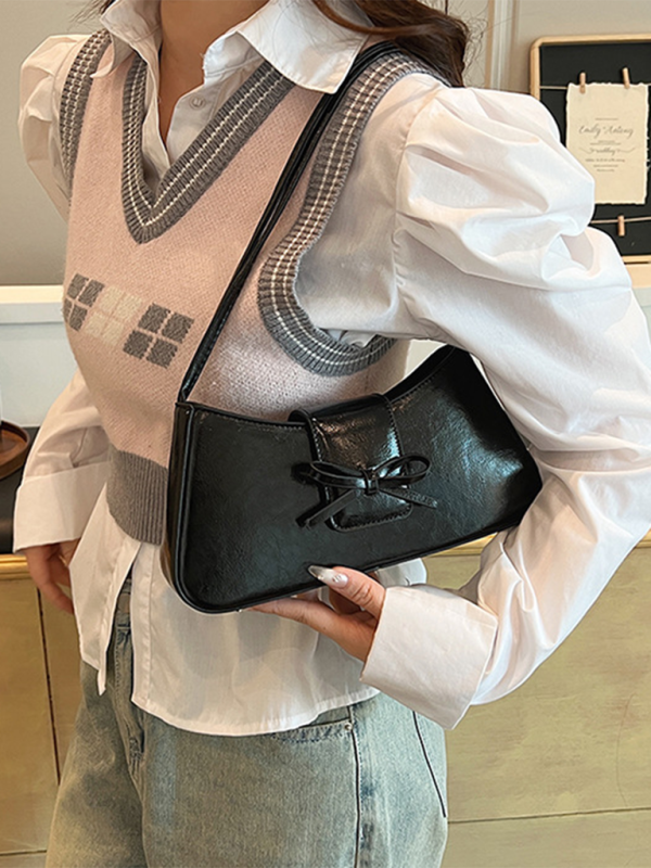 Bowknot underarm shoulder bag small square handbag