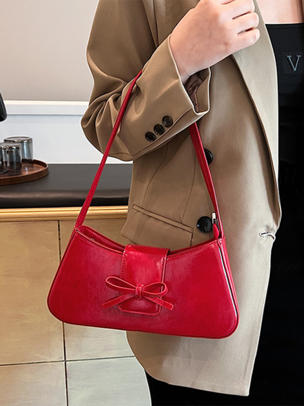 Bowknot underarm shoulder bag small square handbag - Image 3