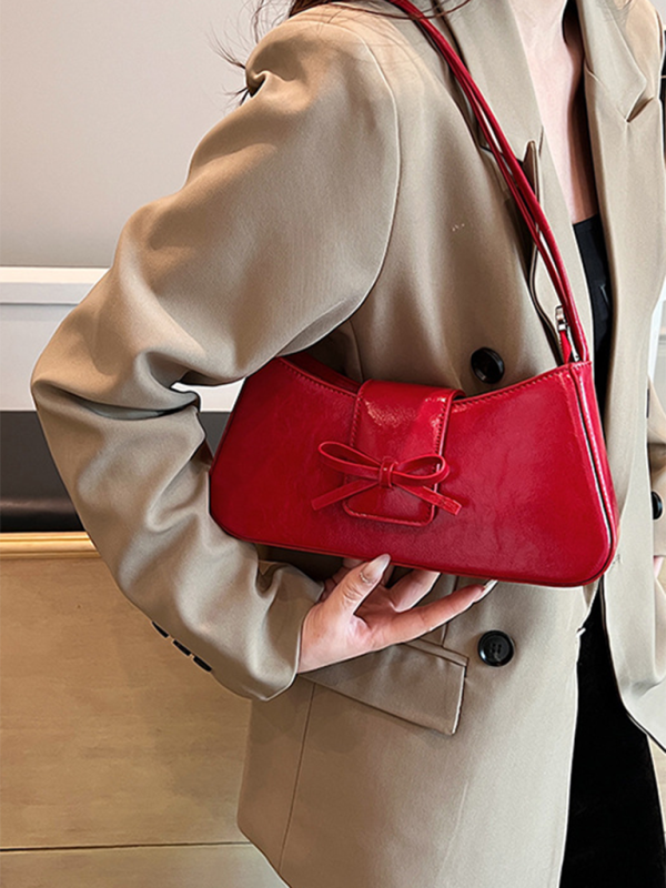 Bowknot underarm shoulder bag small square handbag - Image 13