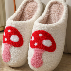 Christmas Valentine's Day Cute Mushroom Cotton Slippers Indoor Home Plush Warm Slippers