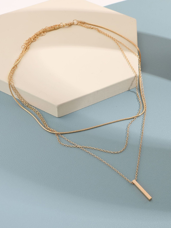 Personalized multi-layered necklace with small vertical pendant clavicle necklace - Image 11