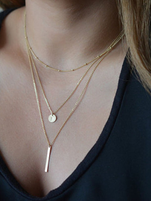 Personalized multi-layered necklace with small vertical pendant clavicle necklace - Image 7