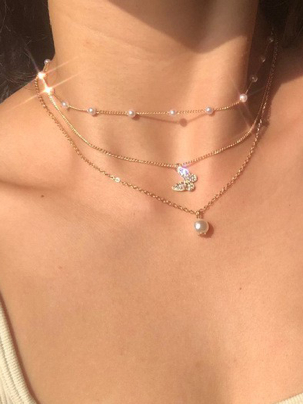 Personalized multi-layered necklace with small vertical pendant clavicle necklace - Image 2