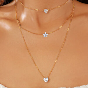 Personalized multi-layered necklace with small vertical pendant clavicle necklace