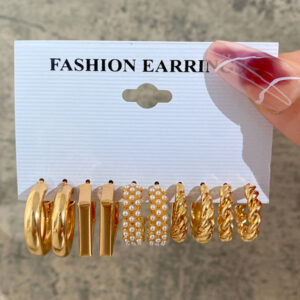 Round Geometric Earrings Gold and Silver Set 6 Pieces