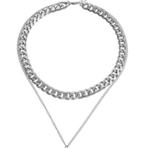 Double-layer rectangular white mother-of-pearl pendant necklace