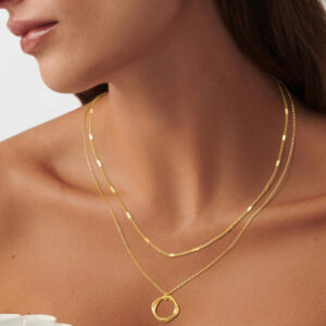 Simple twisted circle pendant fashionable women's three-layer necklace