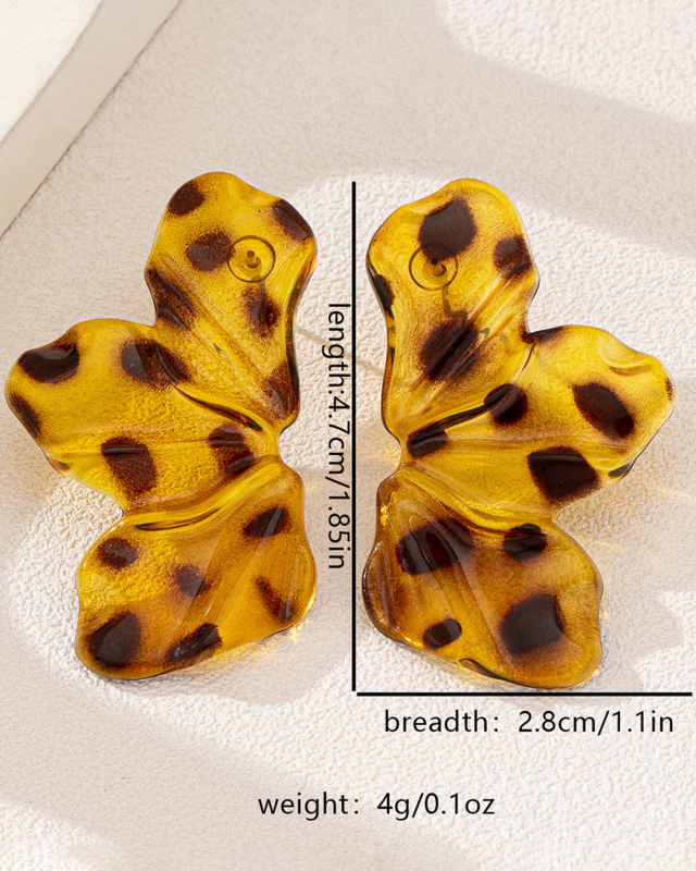 Fashionable and personalized acrylic leopard leaf flower earrings - Image 2
