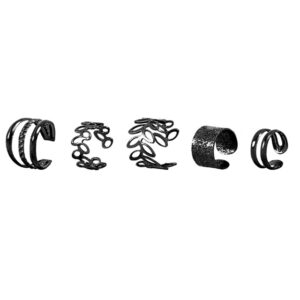 Five-piece set of ear bone clips for non-pierced ears, personalized golden leaf hollow multi-layer earrings