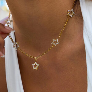 Five-pointed star hollow necklace