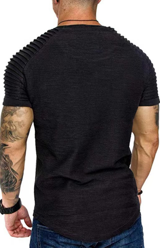 Men's Casual Poly Blend Ribbed Sleeve Tee - Image 8