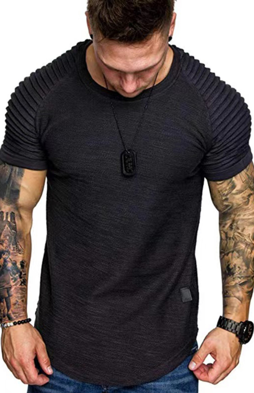 Men's Casual Poly Blend Ribbed Sleeve Tee - Image 2