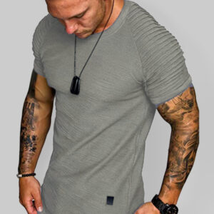 Men's Casual Poly Blend Ribbed Sleeve Tee