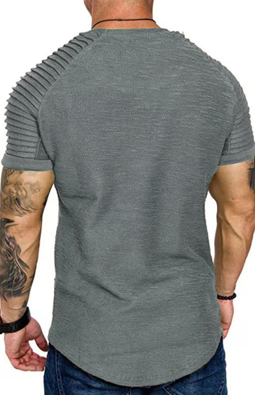 Men's Casual Poly Blend Ribbed Sleeve Tee - Image 9