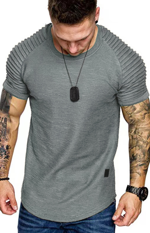 Men's Casual Poly Blend Ribbed Sleeve Tee - Image 3