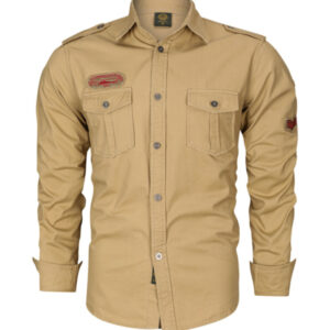 men's military style cotton long sleeve shirt