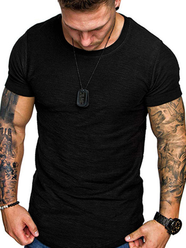 Short-sleeved T-shirt bamboo cotton solid color round neck T-shirt men's bottoming shirt - Image 5