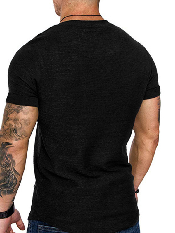Short-sleeved T-shirt bamboo cotton solid color round neck T-shirt men's bottoming shirt - Image 17