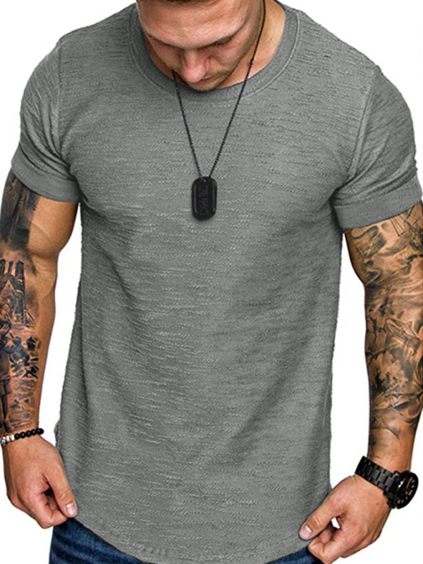 Short-sleeved T-shirt bamboo cotton solid color round neck T-shirt men's bottoming shirt - Image 13