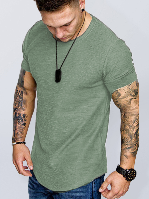 Short-sleeved T-shirt bamboo cotton solid color round neck T-shirt men's bottoming shirt - Image 2
