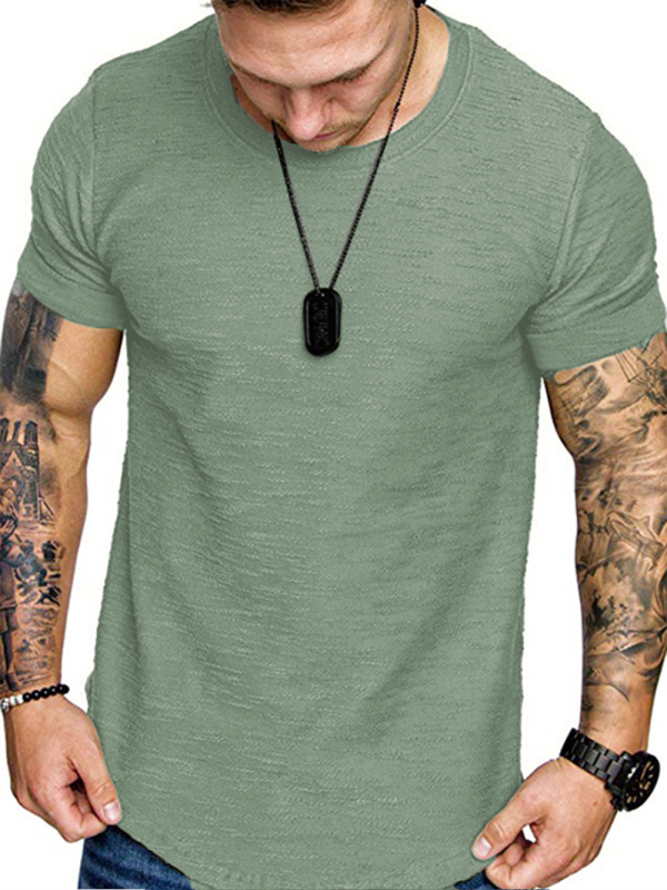 Short-sleeved T-shirt bamboo cotton solid color round neck T-shirt men's bottoming shirt - Image 8
