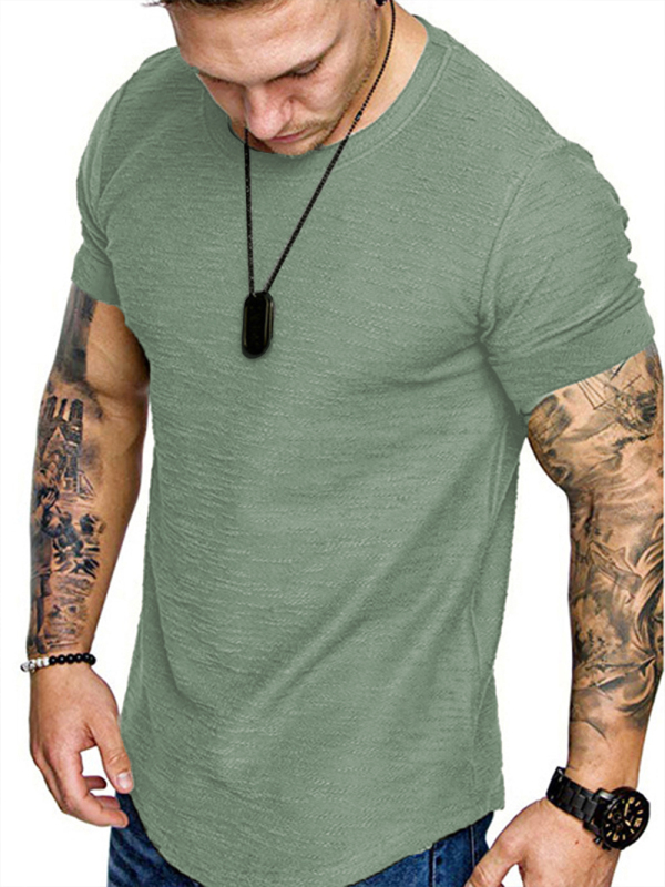 Short-sleeved T-shirt bamboo cotton solid color round neck T-shirt men's bottoming shirt - Image 9