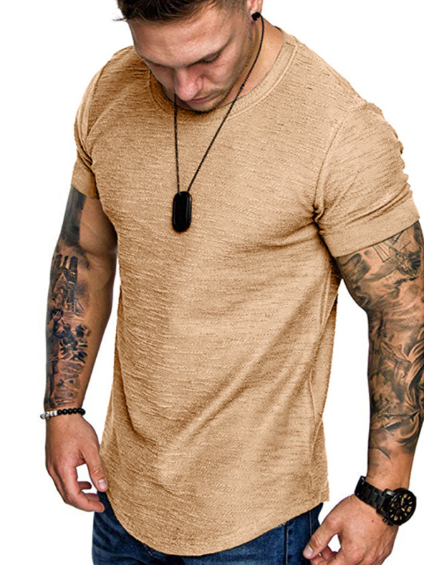 Short-sleeved T-shirt bamboo cotton solid color round neck T-shirt men's bottoming shirt - Image 3