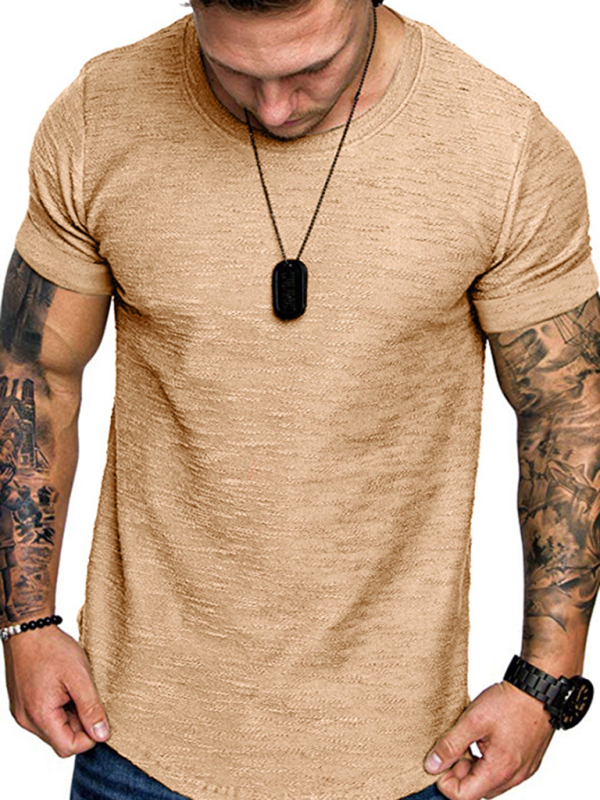Short-sleeved T-shirt bamboo cotton solid color round neck T-shirt men's bottoming shirt - Image 11
