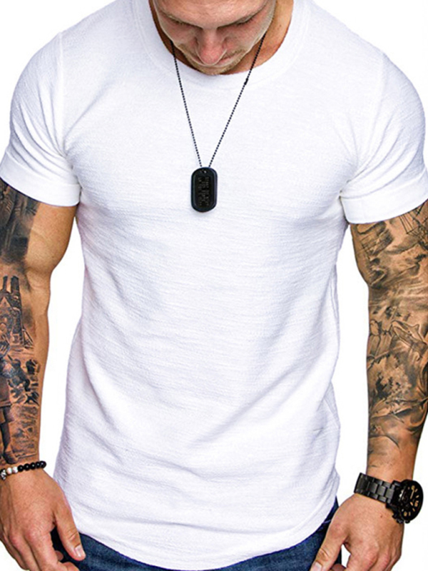 Short-sleeved T-shirt bamboo cotton solid color round neck T-shirt men's bottoming shirt - Image 6