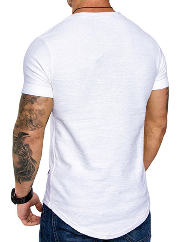 Short-sleeved T-shirt bamboo cotton solid color round neck T-shirt men's bottoming shirt - Image 7