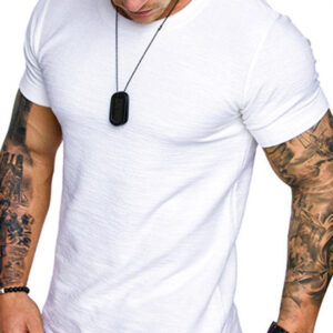 Short-sleeved T-shirt bamboo cotton solid color round neck T-shirt men's bottoming shirt