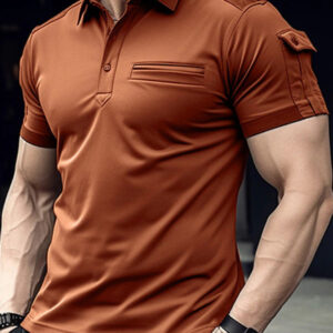 New POLO Shirt Pocket Men's Muscle Sports Polo Shirt
