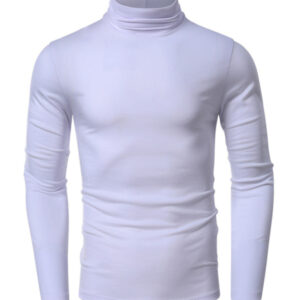 Men's long-sleeved solid color turtleneck bottoming T-shirt top