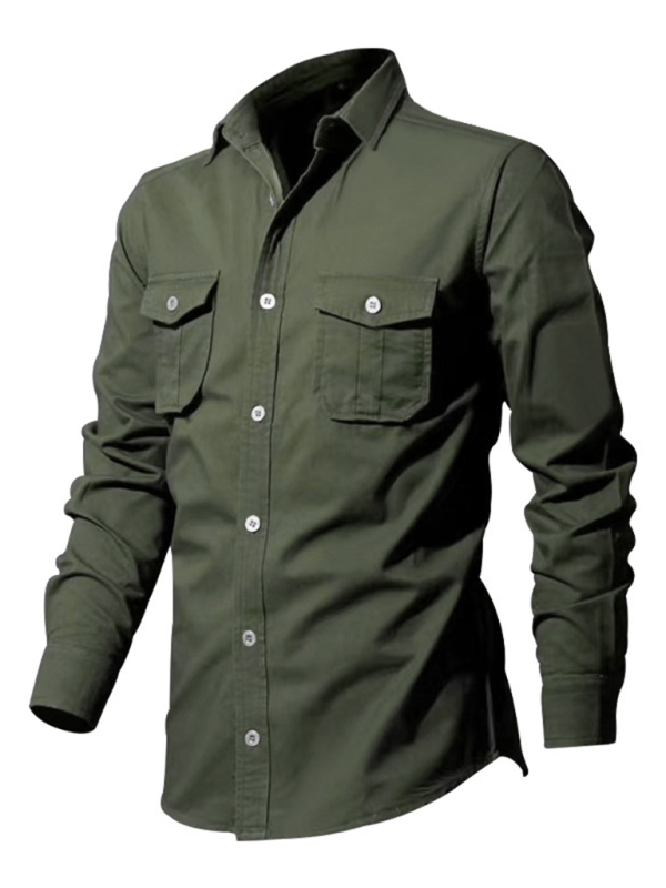 Men's new multi-pocket casual long-sleeved shirt top - Image 18