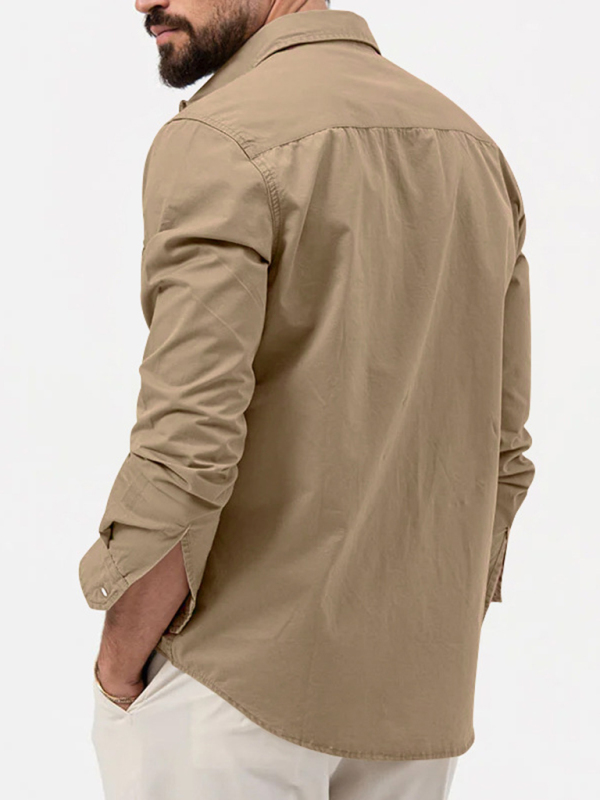 Men's new multi-pocket casual long-sleeved shirt top - Image 10