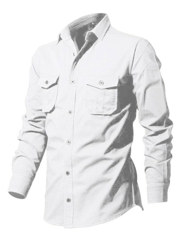 Men's new multi-pocket casual long-sleeved shirt top - Image 6